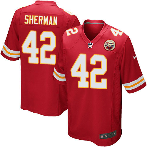 Men's Game Anthony Sherman Nike Jersey Red Home - #42 NFL Kansas City Chiefs